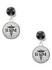 Silver Plated Domed Black BSM - Crystal Clip on Earrings
