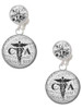 Silver Plated Domed Black CDA - Crystal Clip on Earrings: Color Choice - Red, Green, Blue, Purple, Pink, Clear, Black