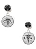 Silver Plated Domed Black CNA - Crystal Clip on Earrings