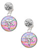 Silver Plated Domed Multi Color CNA - Crystal Clip on Earrings: Color Choice - Red, Green, Blue, Purple, Pink, Clear, Black