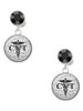 Silver Plated Domed Black CVT - Crystal Clip on Earrings
