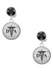 Silver Plated Domed Black DA - Crystal Clip on Earrings