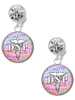 Silver Plated Domed Multi Color DNP - Crystal Clip on Earrings: Color Choice - Red, Green, Blue, Purple, Pink, Clear, Black