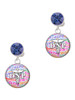 Silver Plated Domed Multi Color DNP - Crystal Clip on Earrings