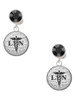 Silver Plated Domed Black LPN - Crystal Clip on Earrings