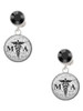 Silver Plated Domed Black MA - Crystal Clip on Earrings