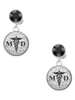 Silver Plated Domed Black MD - Crystal Clip on Earrings