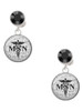 Silver Plated Domed Black MSN - Crystal Clip on Earrings