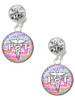 Silver Plated Domed Multi Color PT - Crystal Clip on Earrings: Color Choice - Red, Green, Blue, Purple, Pink, Clear, Black