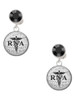 Silver Plated Domed Black RNA - Crystal Clip on Earrings