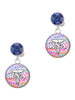 Silver Plated Domed Multi Color RNA - Crystal Clip on Earrings