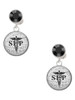 Silver Plated Domed Black SLP - Crystal Clip on Earrings