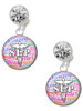 Silver Plated Domed Multi Color SLP - Crystal Clip on Earrings: Color Choice - Red, Green, Blue, Purple, Pink, Clear, Black