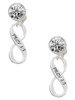 Silver Plated Proverbs 3:5 Infinity Sign - Crystal Clip on Earrings: Color Choice - Red, Green, Blue, Purple, Pink, Clear, Black