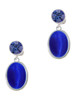 Silver Plated Small Blue Imitation Cat's Eye - Crystal Clip on Earrings