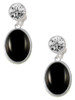 Silver Plated Small Black Acrylic Oval - Crystal Clip on Earrings: Color Choice - Red, Green, Blue, Purple, Pink, Clear, Black