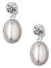 Silver Plated Small Grey Imitation Pearl - Crystal Clip on Earrings: Color Choice - Red, Green, Blue, Purple, Pink, Clear, Black