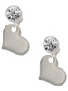 Stainless Steel Heart - Crystal Clip on Earrings: Color Choice - Red, Green, Blue, Purple, Pink, Clear, Black
