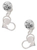 Silver Plated Boy Silhouette in Heart - Crystal Clip on Earrings