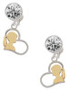 Two-tone Girl Silhouette in Heart - Crystal Clip on Earrings