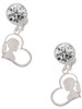Silver Plated Girl Silhouette in Heart - Crystal Clip on Earrings: Color Choice - Red, Green, Blue, Purple, Pink, Clear, Black