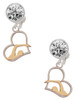 Two-tone Swimmer in Heart - Crystal Clip on Earrings