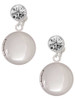 Silver Plated 20mm Round Locket - Crystal Clip on Earrings: Color Choice - Red, Green, Blue, Purple, Pink, Clear, Black