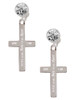 Stainless Steel Jeremiah 1:56 - I Set You Apart Engraved Cross - Crystal Clip on Earrings