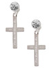 Stainless Steel Jeremiah 31:3 - Everlasting Love Engraved Cross - Crystal Clip on Earrings