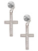 Stainless Steel Proverbs 31:25 - She is Clothed Engraved Cross - Crystal Clip on Earrings