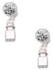 Silver Plated 3-D Ambulance - Crystal Clip on Earrings: Color Choice - Red, Green, Blue, Purple, Pink, Clear, Black