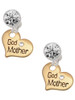 Gold-tone Large Godmother Heart with Crystal - Crystal Clip on Earrings: Color Choice - Red, Green, Blue, Purple, Pink, Clear, Black