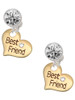 Gold-tone Large Best Friend Heart with Crystal - Crystal Clip on Earrings