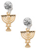 Gold-tone 3-D Menorah - Crystal Clip on Earrings