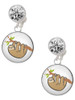 Silver Plated Domed Sloth - Crystal Clip on Earrings