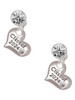 Silver Plated Class of 2024 Heart - Crystal Clip on Earrings