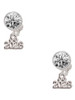 Silver Plated Mini Year 2028 - Crystal Clip on Earrings: Color Choice - Red, Green, Blue, Purple, Pink, Clear, Black