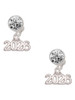 Silver Plated Horizontal Year 2026 - Crystal Clip on Earrings: Color Choice - Red, Green, Blue, Purple, Pink, Clear, Black