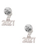 Silver Plated Horizontal Year 2027 - Crystal Clip on Earrings