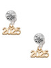 Gold-tone Horizontal Year 2025 - Crystal Clip on Earrings: Color Choice - Red, Green, Blue, Purple, Pink, Clear, Black
