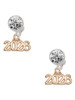 Gold-tone Horizontal Year 2026 - Crystal Clip on Earrings