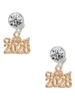Gold-tone Class of 2028 - Crystal Clip on Earrings: Color Choice - Red, Green, Blue, Purple, Pink, Clear, Black