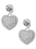 Silver Plated Large Rounded Clear Oktant Crystal Heart - Crystal Clip on Earrings: Color Choice - Red, Green, Blue, Purple, Pink, Clear, Black