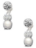Silver Plated 3-D Imitation Pearl & Clear Crystal Owl - Crystal Clip on Earrings
