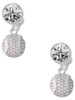Silver Plated Small Sparkle Clear AB Softball - Crystal Clip on Earrings