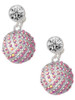 Silver Plated Large Super Sparkle Crystal Pink AB Volleyball - Crystal Clip on Earrings: Color Choice - Red, Green, Blue, Purple, Pink, Clear, Black
