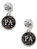 Silver Plated Medical Assistant Caduceus Seal - PA - Crystal Clip on Earrings: Color Choice - Red, Green, Blue, Purple, Pink, Clear, Black
