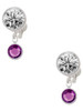 Crystal Purple Channel Drop - Crystal Clip on Earrings: Color Choice - Red, Green, Blue, Purple, Pink, Clear, Black