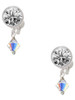 Clear AB Crystal Bicone - Crystal Clip on Earrings: Color Choice - Red, Green, Blue, Purple, Pink, Clear, Black