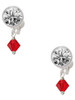 July - Red Crystal Bicone - Crystal Clip on Earrings: Color Choice - Red, Green, Blue, Purple, Pink, Clear, Black